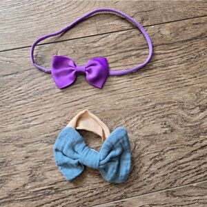 *Free Purple and Gray Baby Bow Headband Set